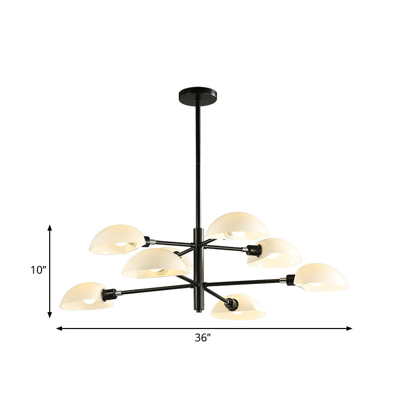 Nordic Style 1/2 Tiers Chandelier With Spoon Shade - Metal Ceiling Light (4/6/8 Lights) Black/Gold