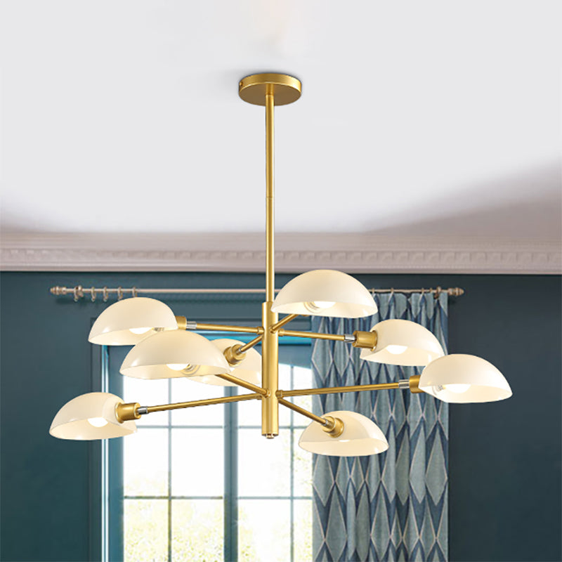 Nordic Style 1/2 Tiers Chandelier With Spoon Shade - Metal Ceiling Light (4/6/8 Lights) Black/Gold