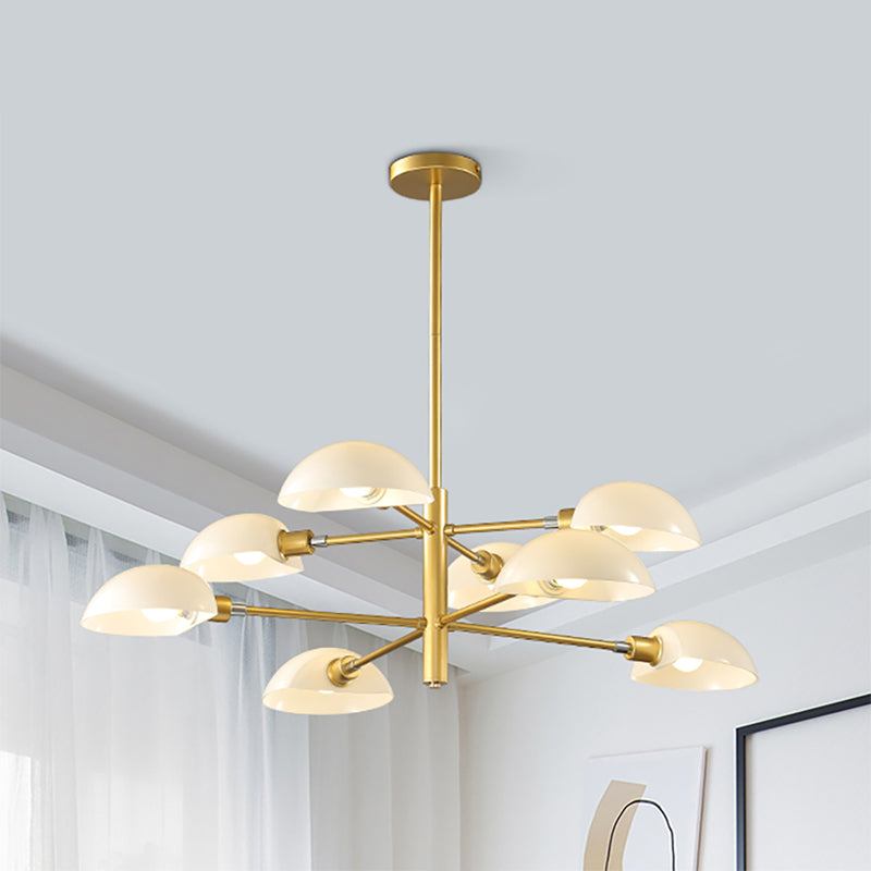 Nordic Style 1/2 Tiers Chandelier With Spoon Shade - Metal Ceiling Light (4/6/8 Lights) Black/Gold