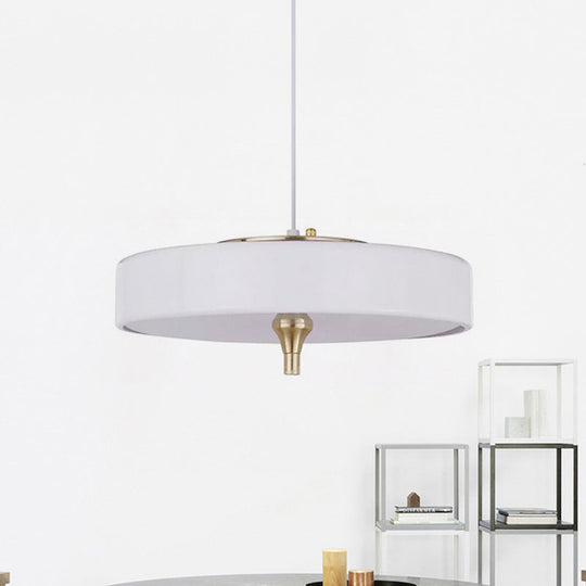 Modernist Led Hanging Lamp With Metallic Shade - Black/White Round Pendant Lighting For Dining Room