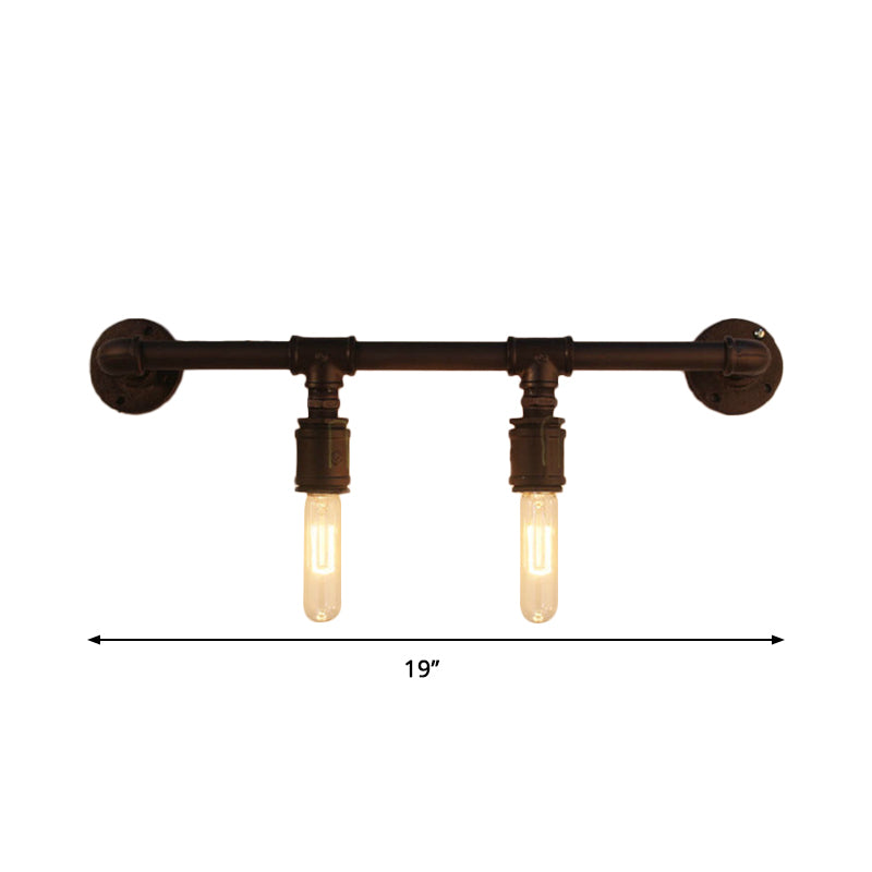 Industrial Black Iron Wall Sconce Light With Straight Pipe Design - Ideal For Living Room 2/4/6