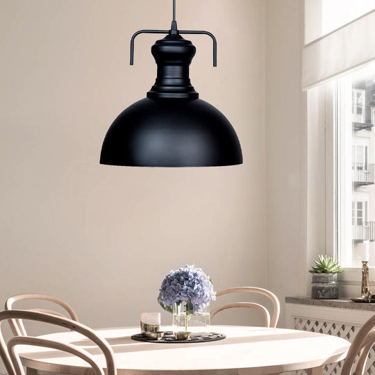 13"/16" Warehouse Dome Hanging Ceiling Light - Metal Pendant Light in Black for Dining Room