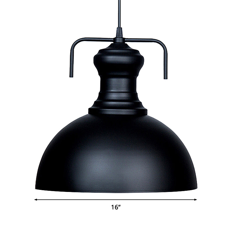 13"/16" Warehouse Dome Hanging Ceiling Light - Metal Pendant Light in Black for Dining Room