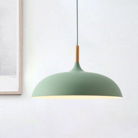 Macaron Style Aluminum Pendant Lamp In Pink/Yellow/Blue For Bedroom Ceiling