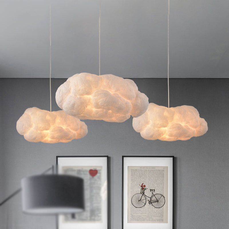 Modern Cloud Pendant Light Fixture In White - 1/2/4-Light Dining Room Ceiling Lamp 14/16 W