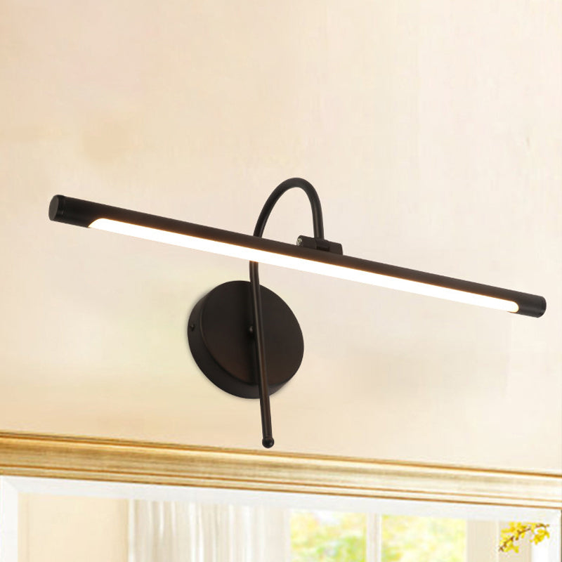 Modern Led Wall Lamp With Metal Shade - Tubular Vanity In Black/Nickel 16/20 Diameter