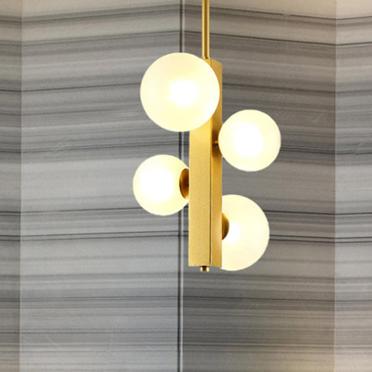 Gold Linear Suspension Light With Modo Clear/White Glass Shades - Modern And Simple Design For