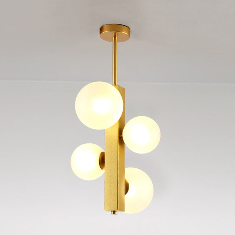 Gold Linear Suspension Light With Modo Clear/White Glass Shades - Modern And Simple Design For