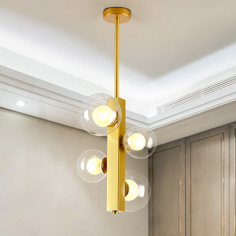 Gold Linear Suspension Light With Modo Clear/White Glass Shades - Modern And Simple Design For