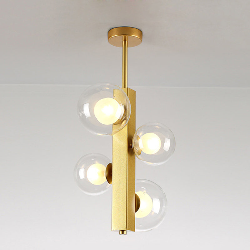 Gold Linear Suspension Light With Modo Clear/White Glass Shades - Modern And Simple Design For