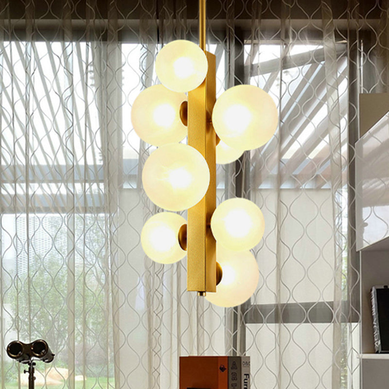 Gold Linear Suspension Light With Modo Clear/White Glass Shades - Modern And Simple Design For