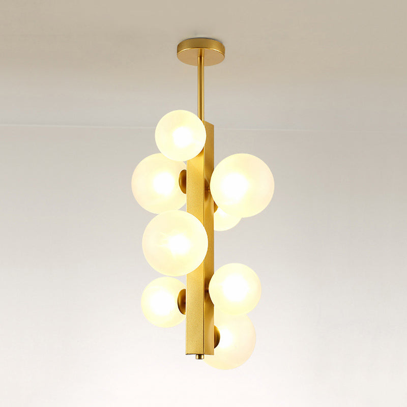 Gold Linear Suspension Light With Modo Clear/White Glass Shades - Modern And Simple Design For