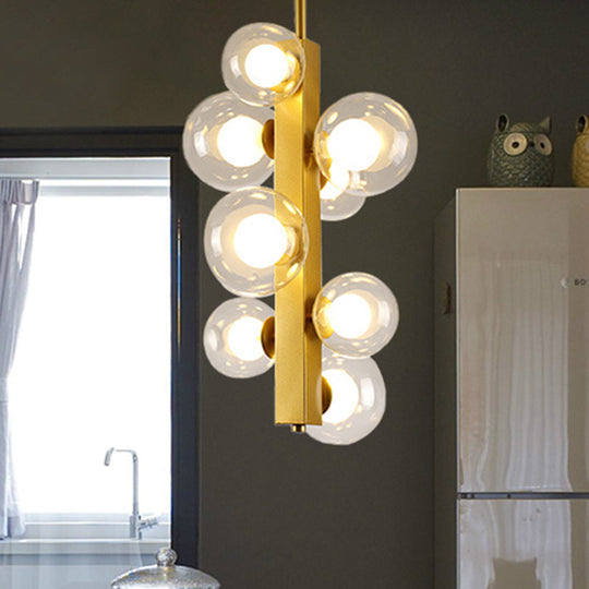 Gold Linear Suspension Light With Modo Clear/White Glass Shades - Modern And Simple Design For