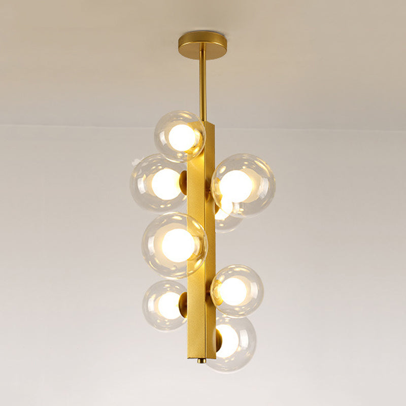 Gold Linear Suspension Light With Modo Clear/White Glass Shades - Modern And Simple Design For