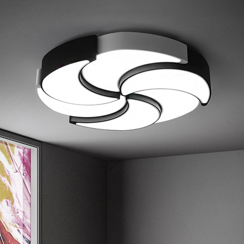 Contemporary Acrylic Flush Mount LED Ceiling Light with Windmill Design - Circular, Black & White - 19.5"/23.5"/31" W - Warm/White Light