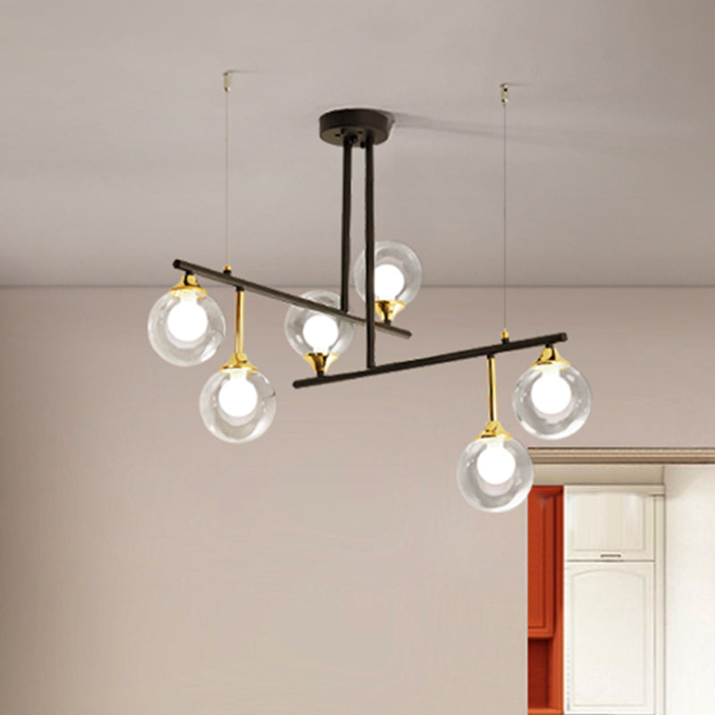 Modern 2-Tier Black Chandelier For Meeting Room Or Office - Stylish Metallic Hanging Light