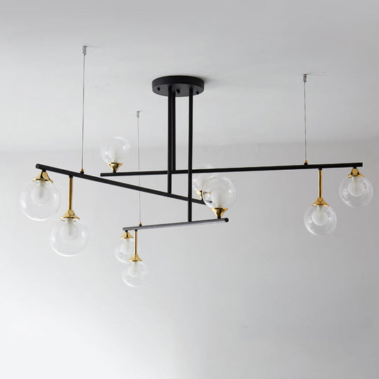 Modern 2-Tier Black Chandelier For Meeting Room Or Office - Stylish Metallic Hanging Light