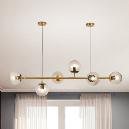 Modern Bubble Chandelier Lighting - 6-Light Smoke Gray Glass Shade For Kitchen Dining Room Gold