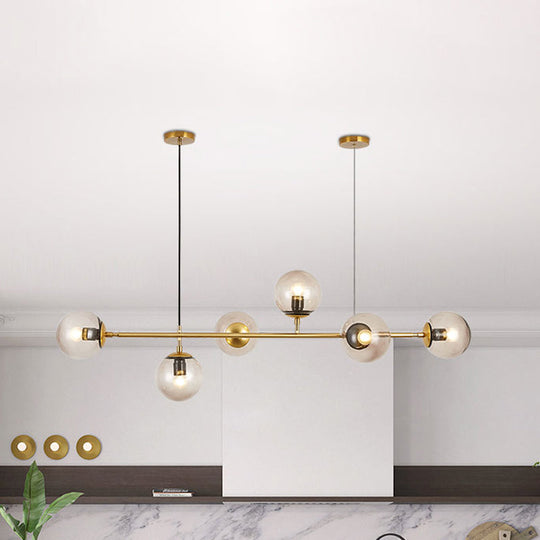 Modern Bubble Chandelier Lighting - 6-Light Smoke Gray Glass Shade For Kitchen Dining Room