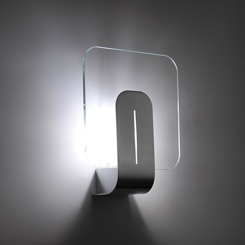 Modern Led Bathroom Wall Sconce With Square Clear Glass Shade - Nickel Finish Warm/White Light /