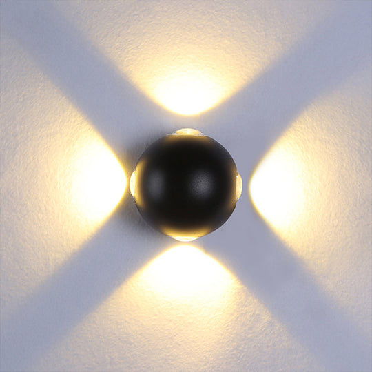 Modern Stylish Sconce Lamp: Rounded Shade Porch Wall Fixture Black Aluminum Led Warm/White Lighting