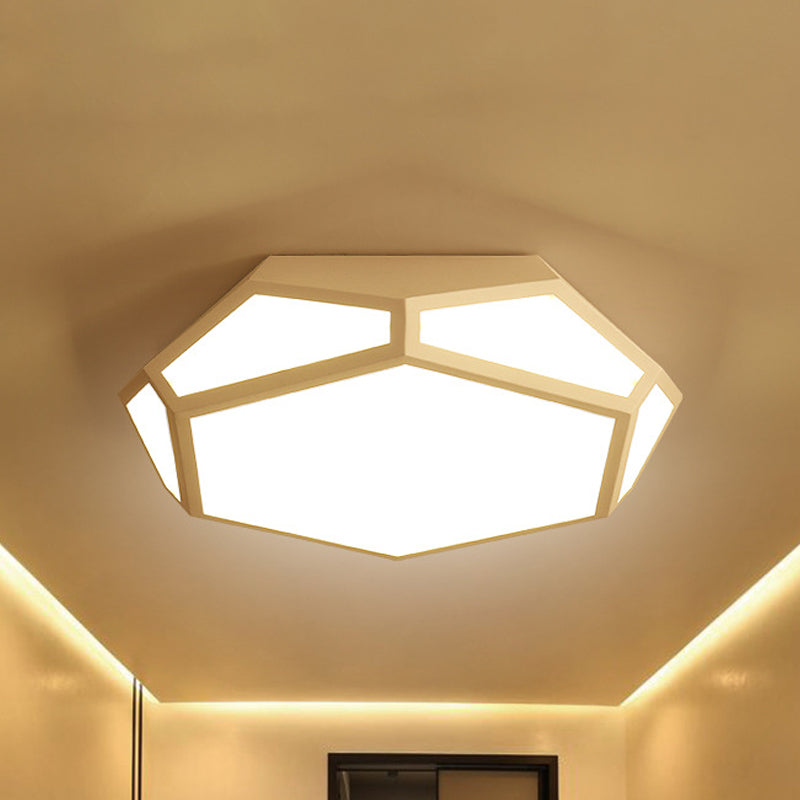 16.5/20.5 Metal Geometric Flush Mount Ceiling Light With Acrylic Shade In Nordic Black/White