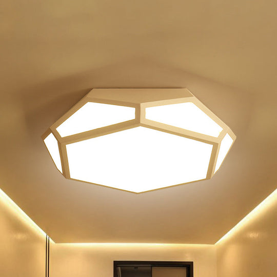 16.5/20.5 Metal Geometric Flush Mount Ceiling Light With Acrylic Shade In Nordic Black/White