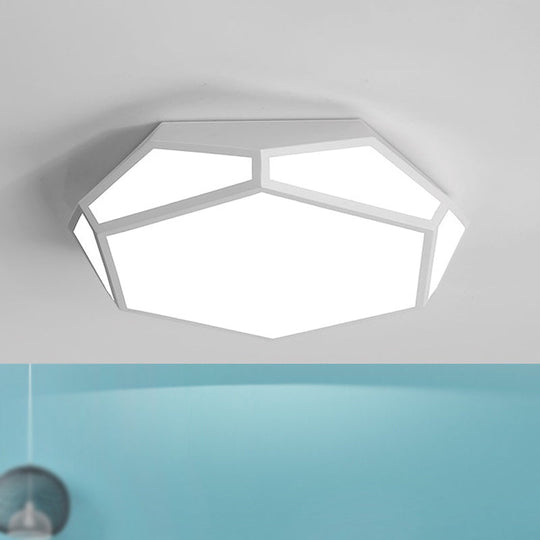 16.5"/20.5" Metal Geometric Flush Mount Ceiling Light with Acrylic Shade in Nordic Black/White – Warm/White LED Lighting