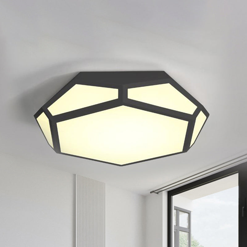 16.5"/20.5" Metal Geometric Flush Mount Ceiling Light with Acrylic Shade in Nordic Black/White – Warm/White LED Lighting