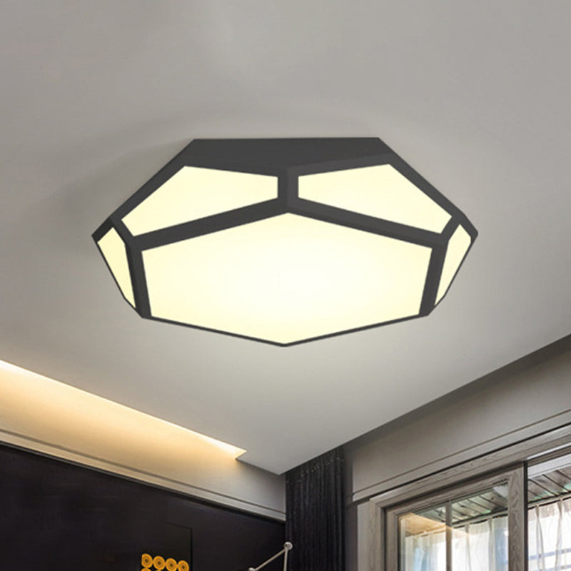 16.5"/20.5" Metal Geometric Flush Mount Ceiling Light with Acrylic Shade in Nordic Black/White – Warm/White LED Lighting