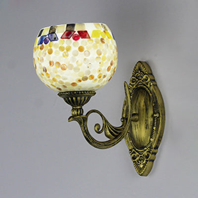 White-Gray/Beige/Yellow-Blue Glass Sconce Lamp With Tiffany Shell Shade For Bedroom Lighting