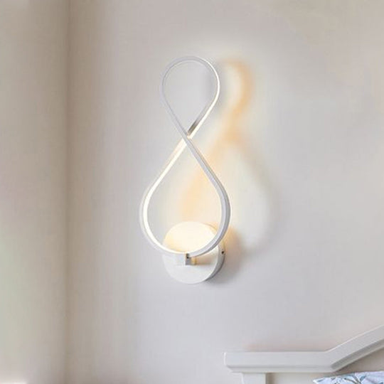 8-Shaped Acrylic Led Wall Sconce In Black/White - Warm/White Lighting White / Warm