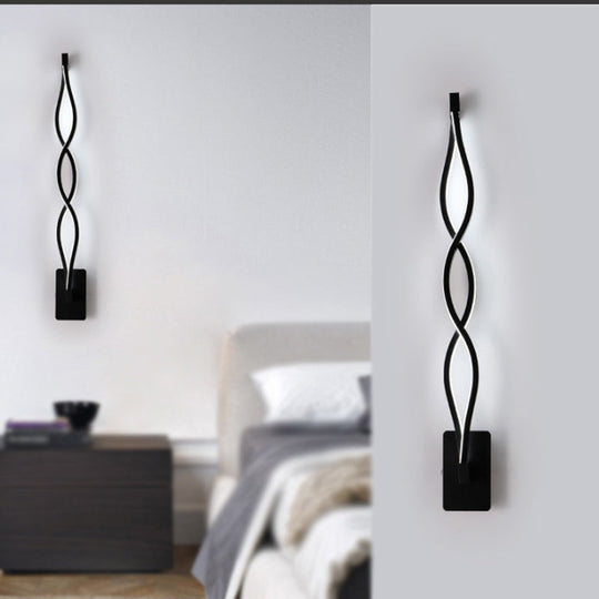 Acrylic Led Wall Sconce: Intertwined Design 1 Light Black/White Warm/White Lighting Black / Warm