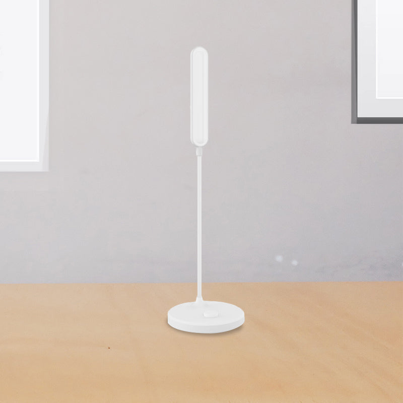 Adjustable Led Desk Lamp - White Modern Oblong Shade Ideal For Bedside And Study Room Lighting