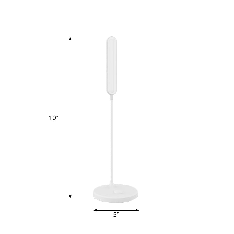 Adjustable Led Desk Lamp - White Modern Oblong Shade Ideal For Bedside And Study Room Lighting