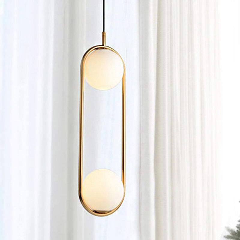 Modern Globe Pendant Light  White Glass  Black/Gold Hanging Ceiling Lamp for Bedroom