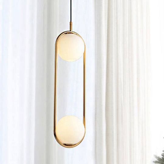 Modern Globe Pendant Light  White Glass  Black/Gold Hanging Ceiling Lamp for Bedroom