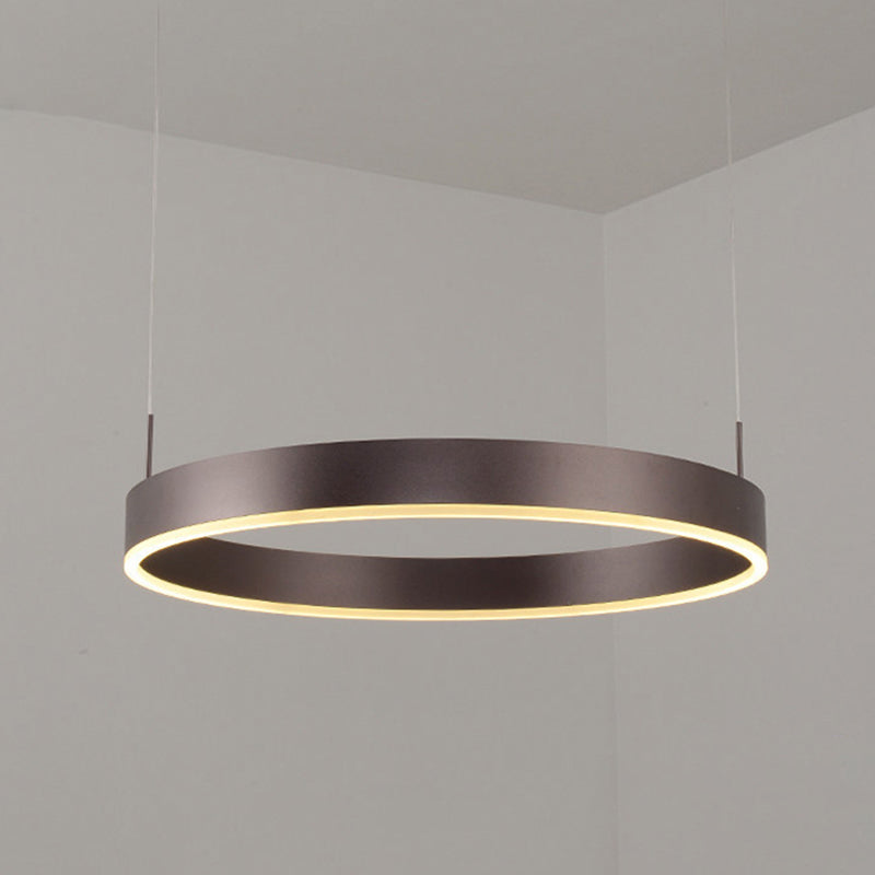 Contemporary Coffee Ring Chandelier Pendant Light With Acrylic Shade - Adjustable 1/2/3-Light