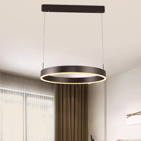 Contemporary Coffee Ring Chandelier Pendant Light With Acrylic Shade - Adjustable 1/2/3-Light