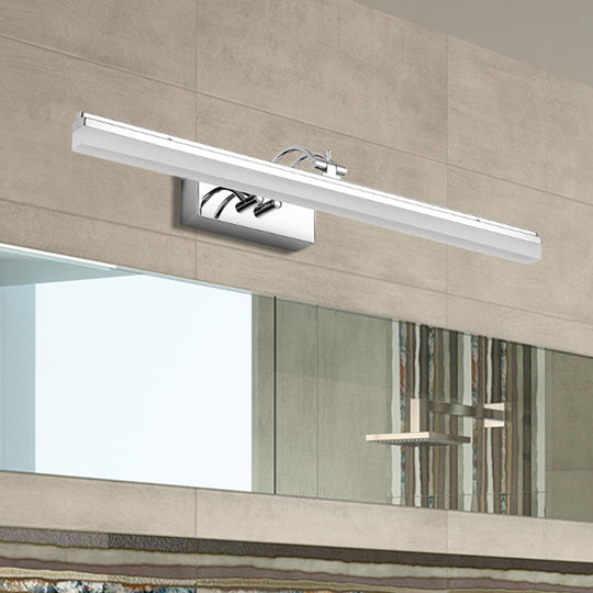 Linear Led Vanity Light With Acrylic Shade In Warm/White Silver Finish 19/23 Width / White 15.5