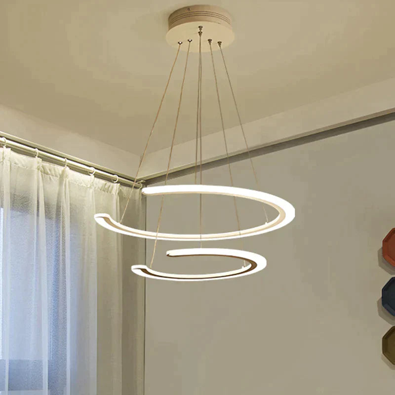 Modern Acrylic Led Dining Room Chandelier - 1/2/3 Light Ring Pendant In Warm/White/Natural