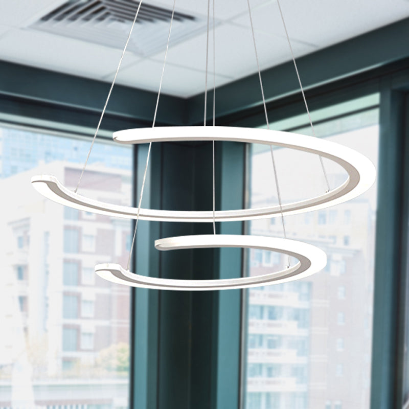 Modern Acrylic Led Dining Room Chandelier - 1/2/3 Light Ring Pendant In Warm/White/Natural