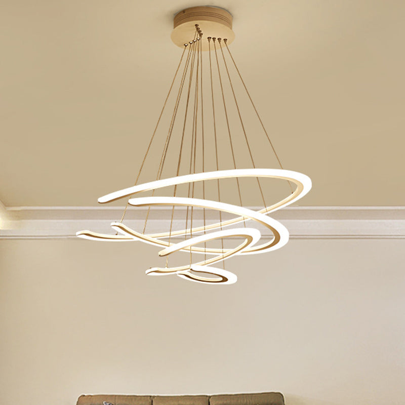 Modern Acrylic Led Dining Room Chandelier - 1/2/3 Light Ring Pendant In Warm/White/Natural