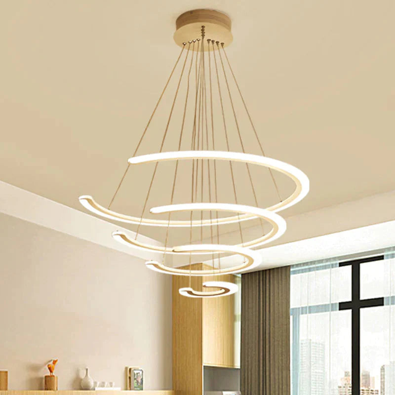 C Ring Dining Room Chandelier Acrylic LED 1/2/3 Light Postmodern Ceiling Pendant in Warm/White/Natural Light