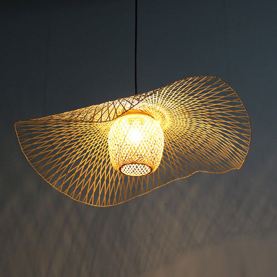 Rustic Ceiling Drop Light With Woven Rattan Dome- Ideal For Cafe And Restaurant - Available In 3