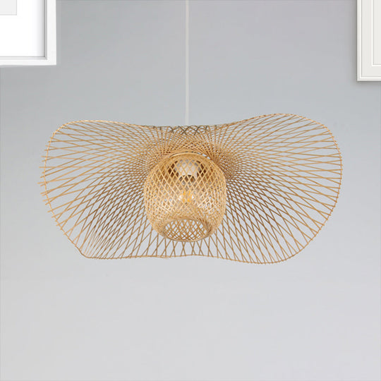 Rustic Ceiling Drop Light With Woven Rattan Dome- Ideal For Cafe And Restaurant - Available In 3