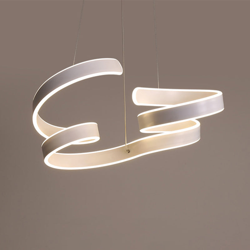 Modern Led White Chandelier Pendant: Twisting Acrylic Ceiling Light In Warm/White