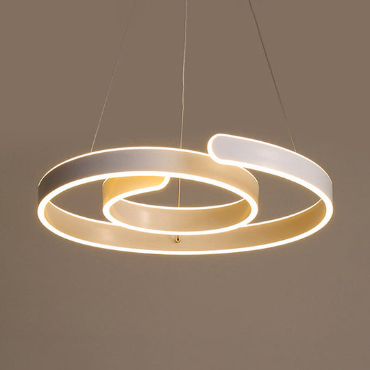 Modern Led White Chandelier Pendant: Twisting Acrylic Ceiling Light In Warm/White / Warm A