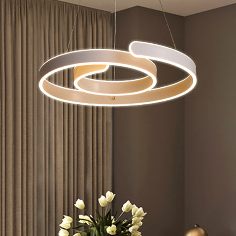 Modern Led White Chandelier Pendant: Twisting Acrylic Ceiling Light In Warm/White