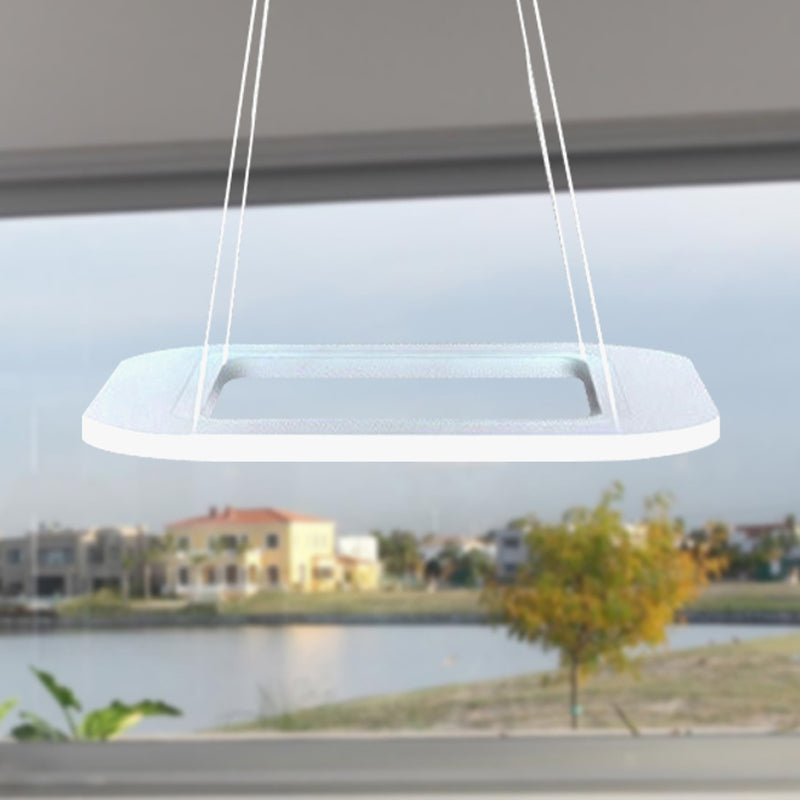 Simplicity Square Led Chandelier - Acrylic Office Pendant Light In Warm/White/Natural